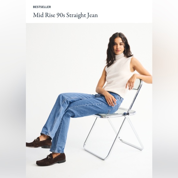 Abercrombie Mid Rise 90s Straight Jean 28L - Picture 9 of 11